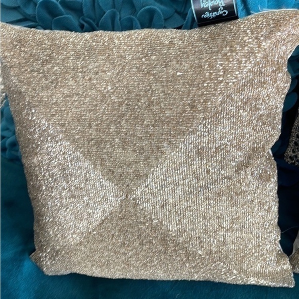 Cynthia Rowley tan beaded pillow set of two